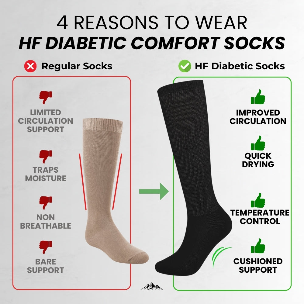 HF Diabetic Comfort Socks - Moisture-Wicking Technology for Enhanced Blood Circulation